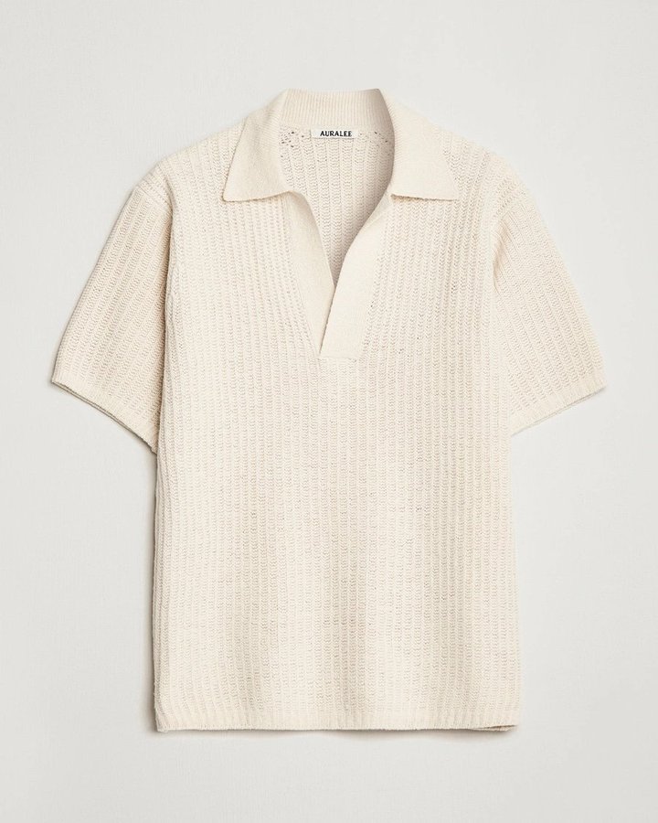 AURALEE Wool Rib Knit Skipper Polo Ecru | Köp på Tradera (728446786)
