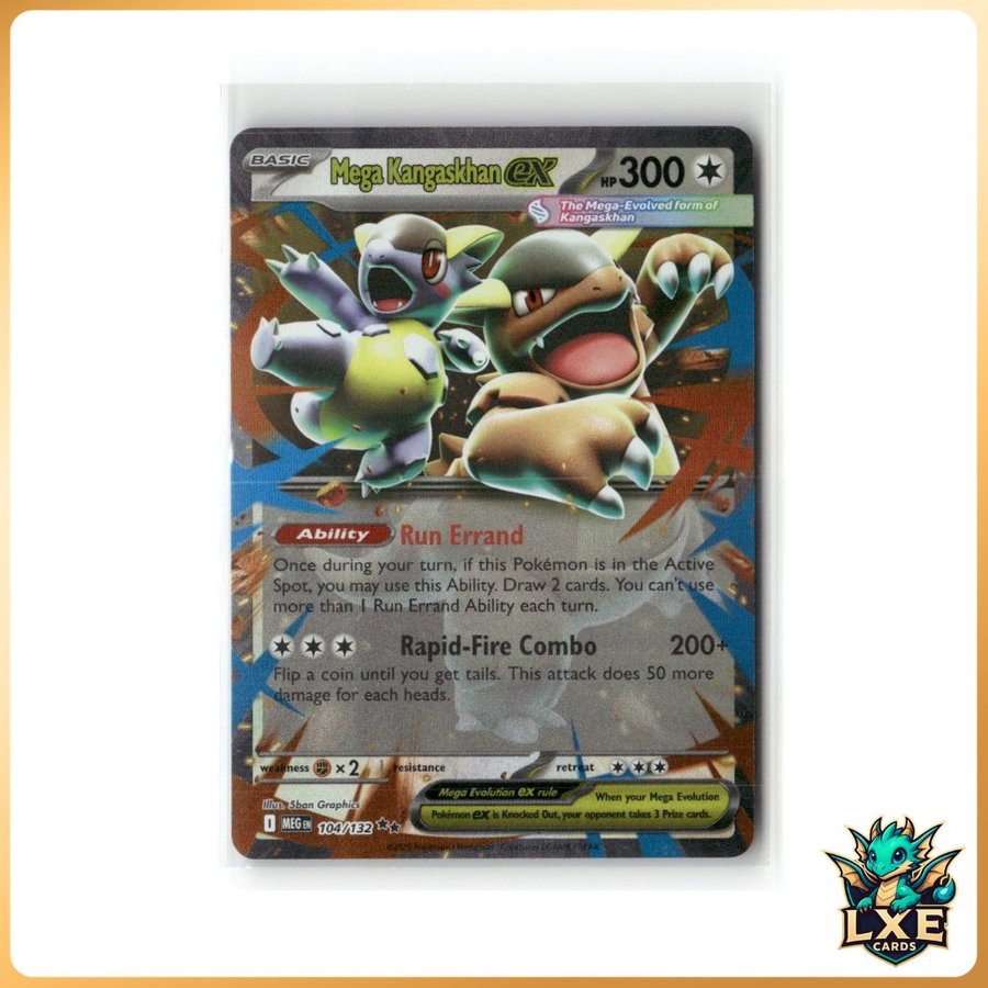 Mega Kangaskhan Ex 104/132 Mega Evolution Pokemon Card Nm 1 Mega Kangaskhan  Ex Pokemon Card - 104/132 From Mega Evolution Set, Near Mint Condition
