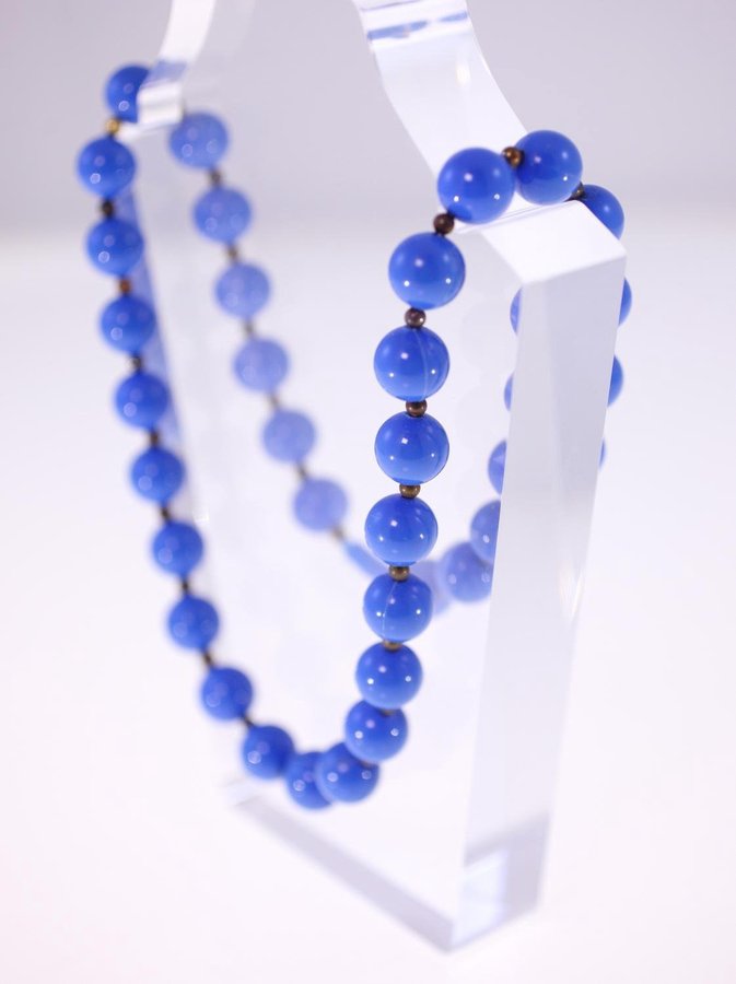 Vintage blue plastic bead necklace with cylinde.. | Köp på Tradera ...