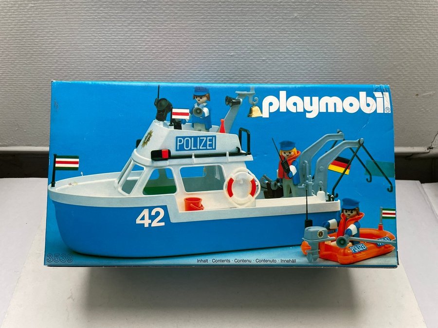 Playmobil 3539 Vintage - Bateau Police (1979) - Set Complet Avec Personnages