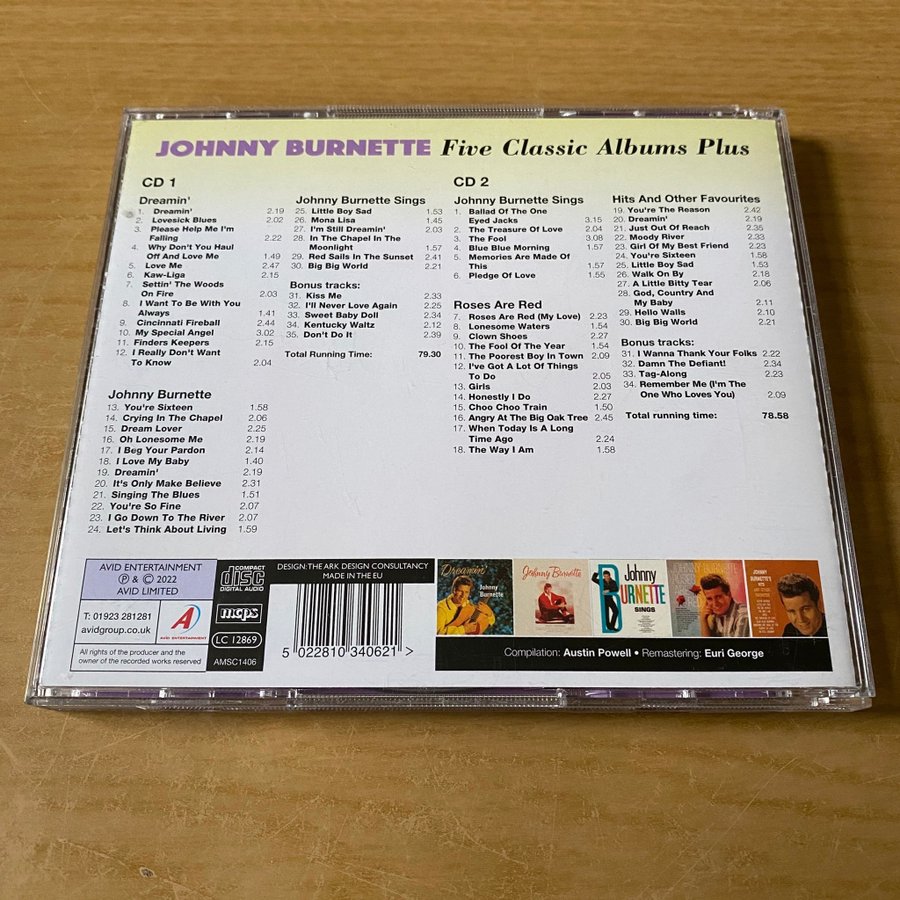 Johnny Burnette - Five Classic Albums Plus. 2CD. | Köp på Tradera ...