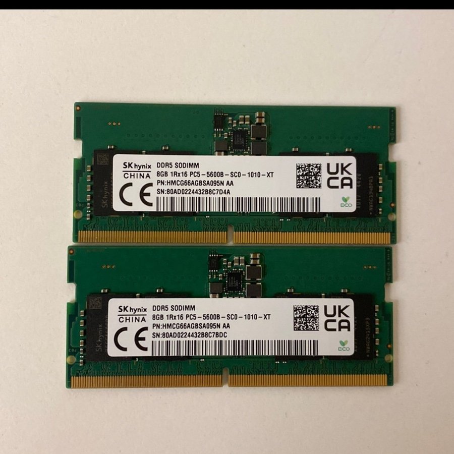Se produkter som liknar 2 st SK Hynix 8GB DDR5 SODIMM på Tradera