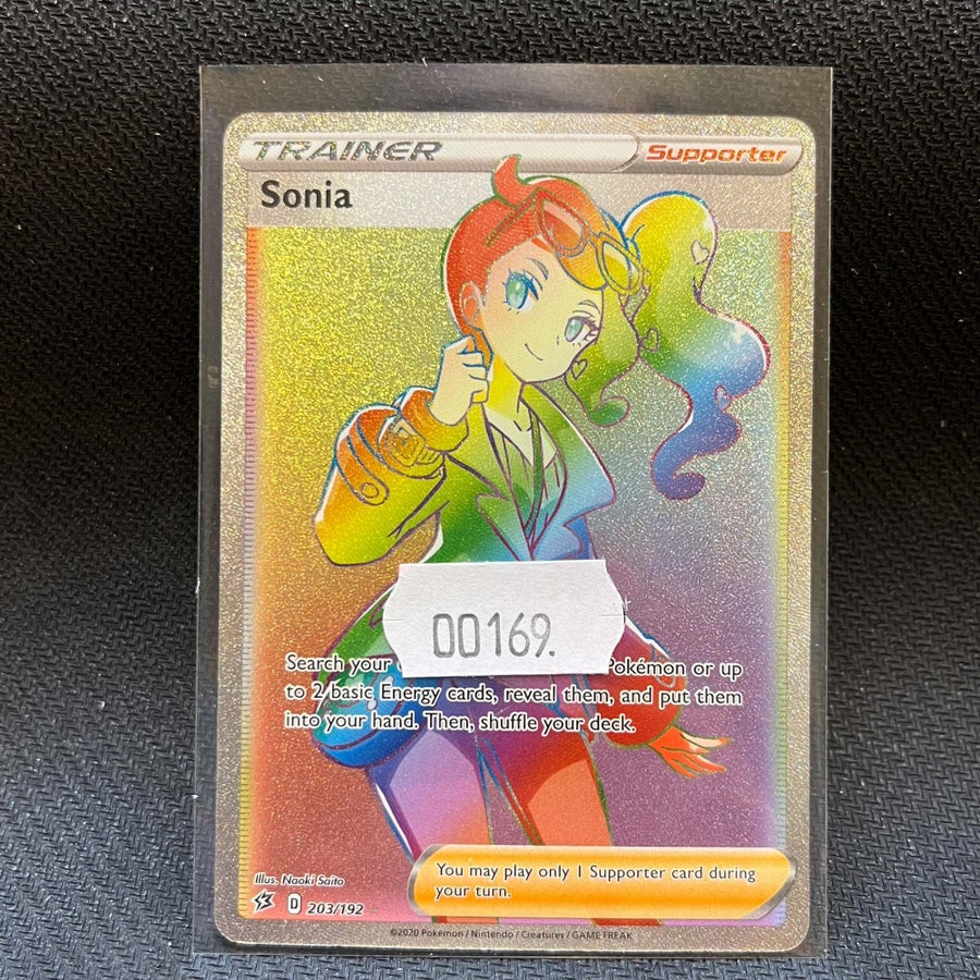 sonia pokemon card rainbow rare Sonia 203/192 Rare Rainbow Reb