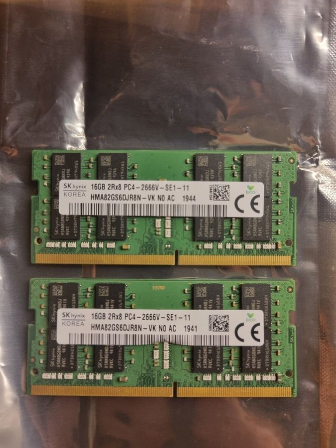32 GB (2×16 GB) DDR4 SODIMM – SK hynix 2666 MHz | Köp på Tradera