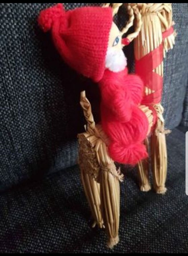 Julpynt. Halmbock med tomte Köp på Tradera (571202455)