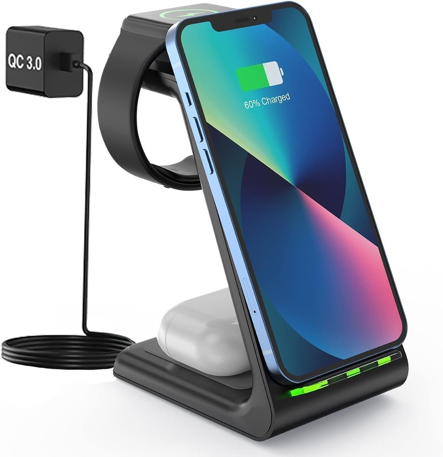 JoyGeek 3 i 1 Tradlos Laddningsstation for iPho. Kop pa Tradera 652246952