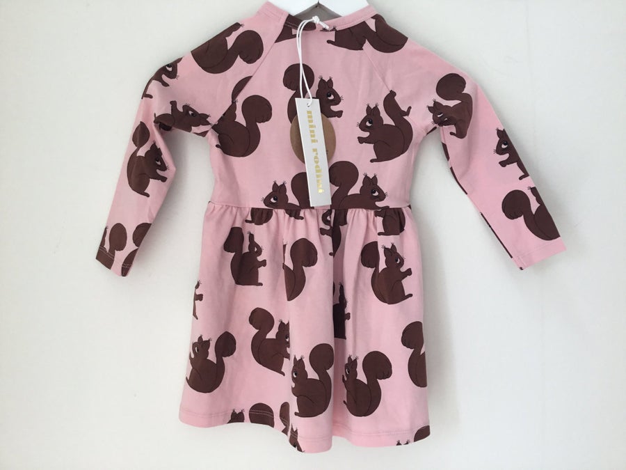 mini rodini squirrel dress Mini Rodini 80/86 ny rosa klänning squirrel ls