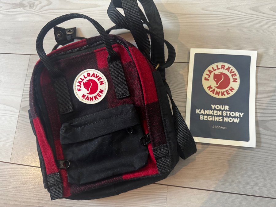 Fjällräven Kånken Re-Wool Sling Umhängetasche Tasche Red / Black Rot Schwarz Neu