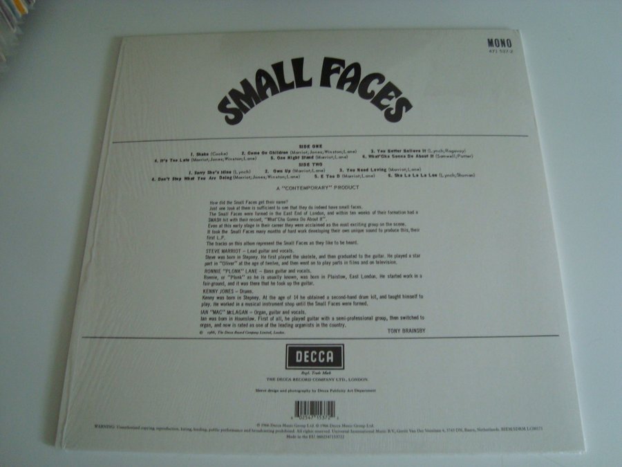 Small Faces - Debut Album - Decca Mono LP 1966 Re | Köp på Tradera