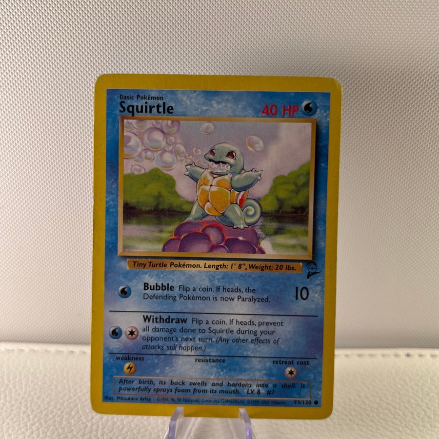 40 HP Squirtle Pokemon Squirtle Card #93 - Base Set 2, Common, Unlimited Edition Collectible Squirtle Card 93 40 HP Squirtle Pokemon Squirtle Card #93 - Base Set 2, Common, Unlimited Edition Collectible Squirtle Card 93