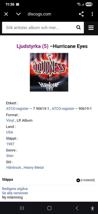 Loudness - Hurricane Eyes - Vinyl LP - 1987 | Köp på Tradera