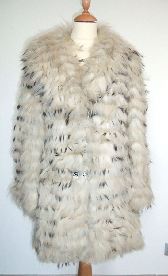 Vintage Italian handmade designer white and brown fur coat EU 36 UK 8 US 4 circa