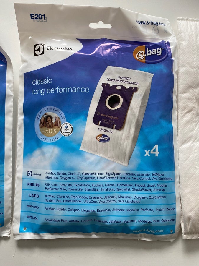 9 st Electrolux S-bag Original, dammsugarpåse E201
