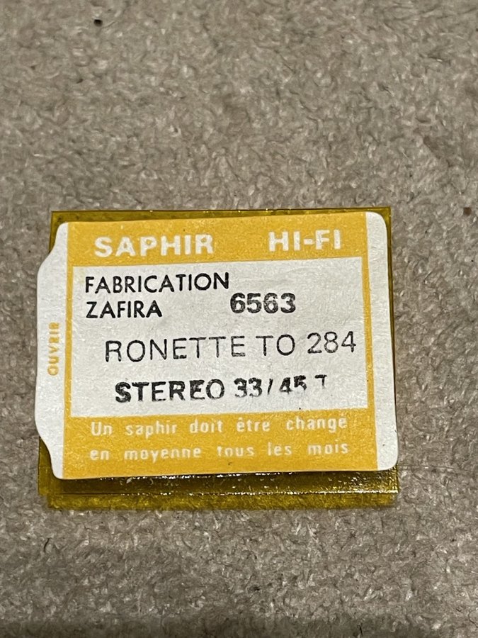 SAPHIR DE TOURNE DISQUE fabrication ZAFIRA POUR PATHE 51