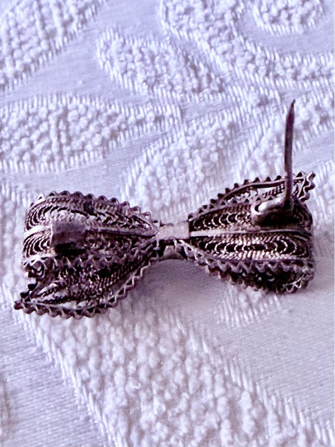 Äkta silver Filigran brosch, handarbete