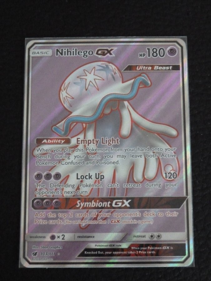 Nihilego GX FULL ART 103/111 Crimson Invasion Ultra Rare Pokemon