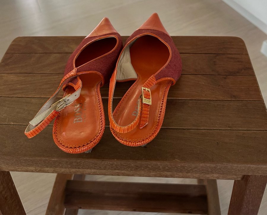 HUGO BOSS Slingbacks skor i orange storlek 37