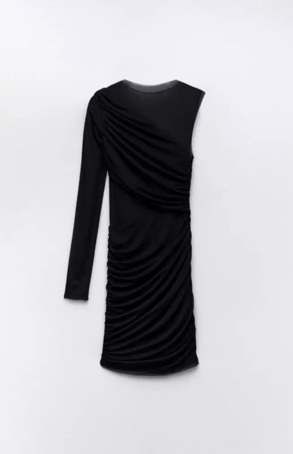 days like today blue satin asymmetrical tie-back midi dress Flin Pleated One Shoulder Midi Dress