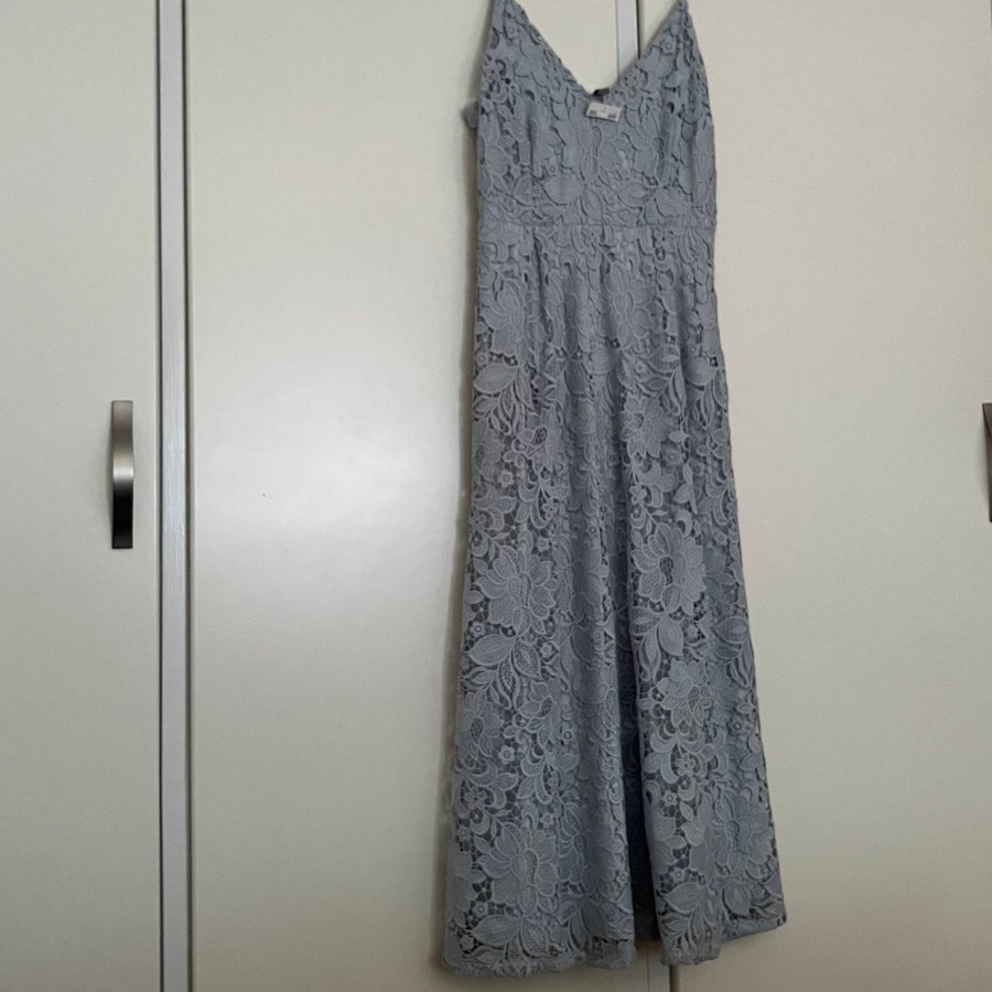 h and m light blue dress Ladies - Denim Flared-Skirt Denim - Size: XS Lined at top. Women's Blue/white patterned Smocked Strappy