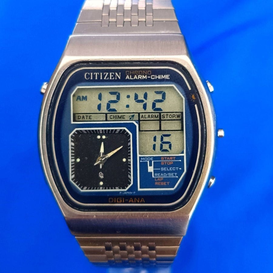 Vintage CITIZEN Digi-Ana 41-9559 Crystron LC Alarm Chime Watch