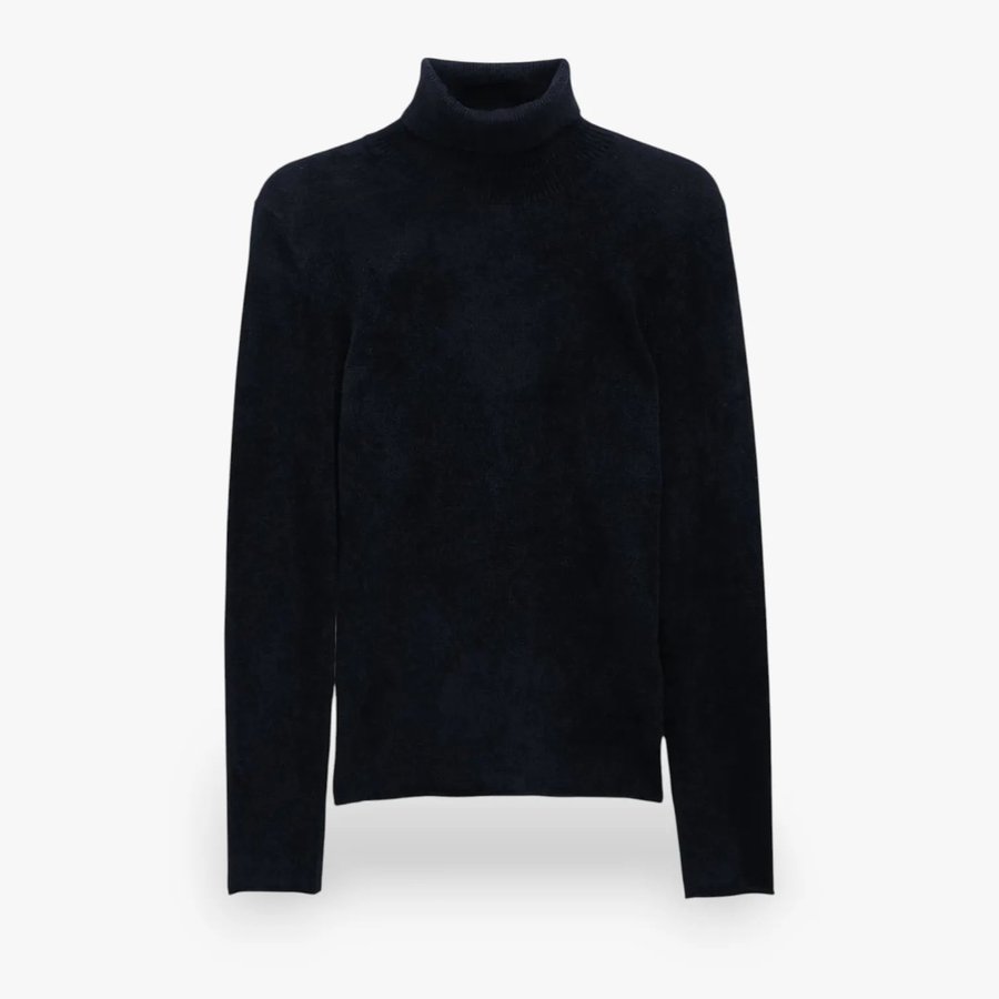 Chenille Turtleneck Svart Pluss Velvet Thickened Chenille Genser