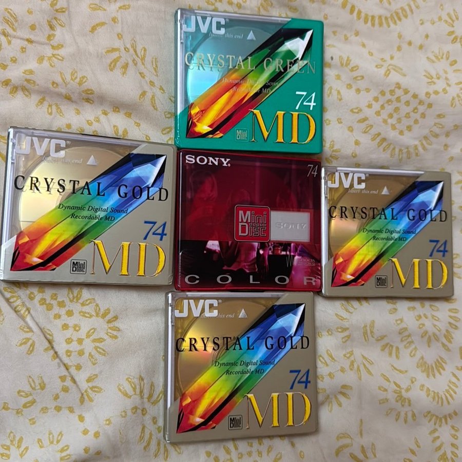 Lot De 4 Mini-disques JVC Victor Crystal 74 Minutes, Réenregistrables, Fabriqués Au Japon
