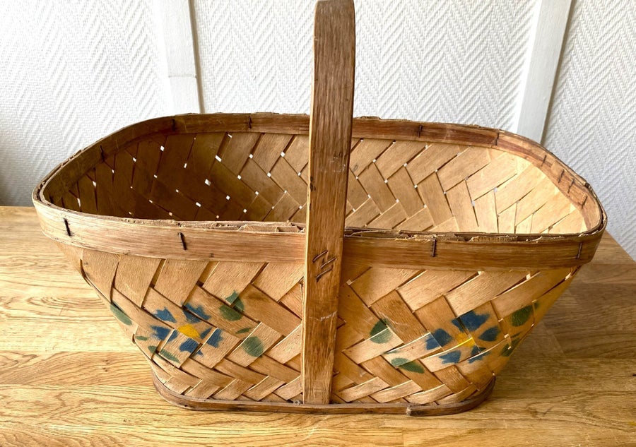 Spånkorg med patina, Antik, Vintage, vackert ha.. | Köp på Tradera