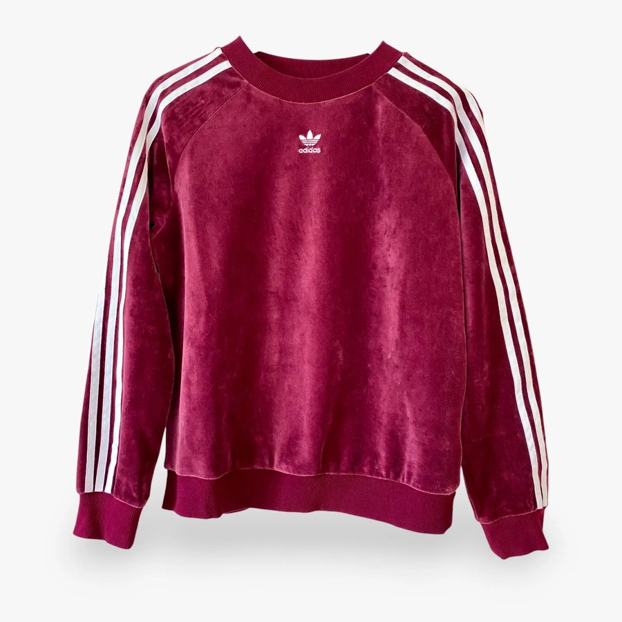 Velour Burgundy Adidas Jumper Sweatshirt Adidas Cozy Velour