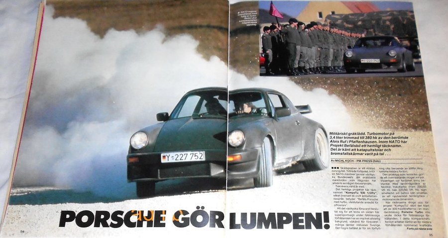 PORSCHE - GÖR LUMPEN 3-sidor TIDNINGSARTIKEL 1986