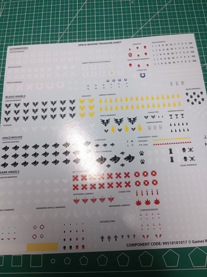 Space Marine Transfer Sheet Indomitus WH40K 400.. Köp på Tradera