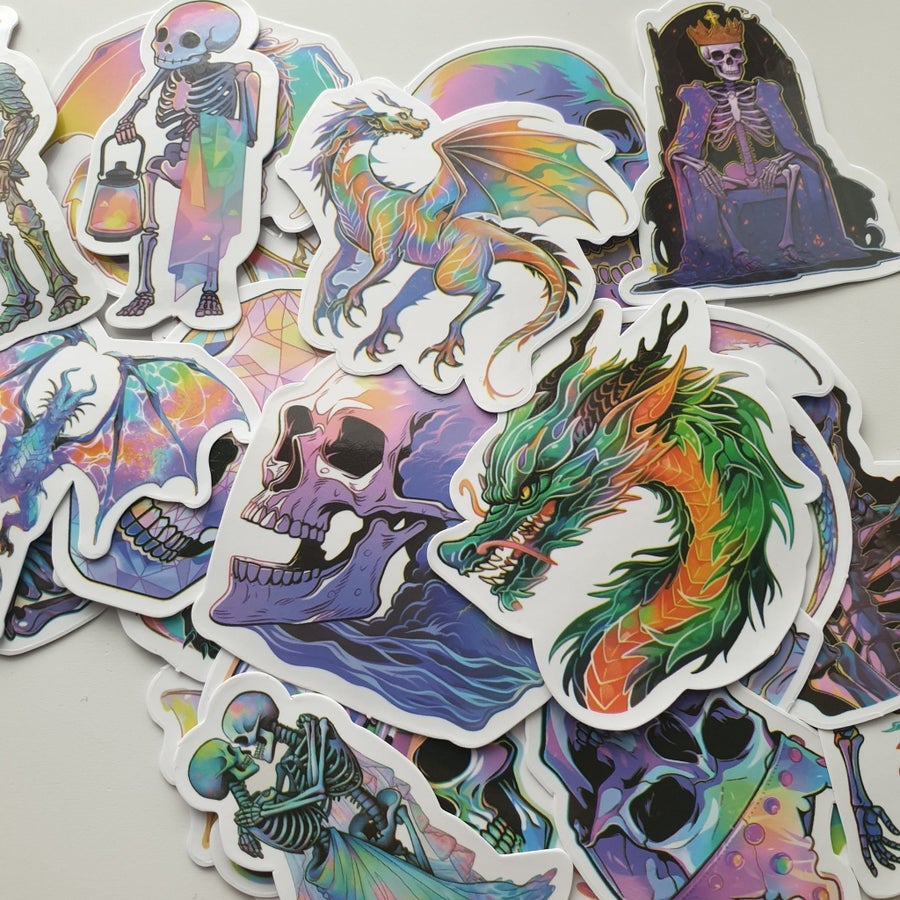 25st dödskalle och drake klistermärken/stickers | Köp på Tradera ...