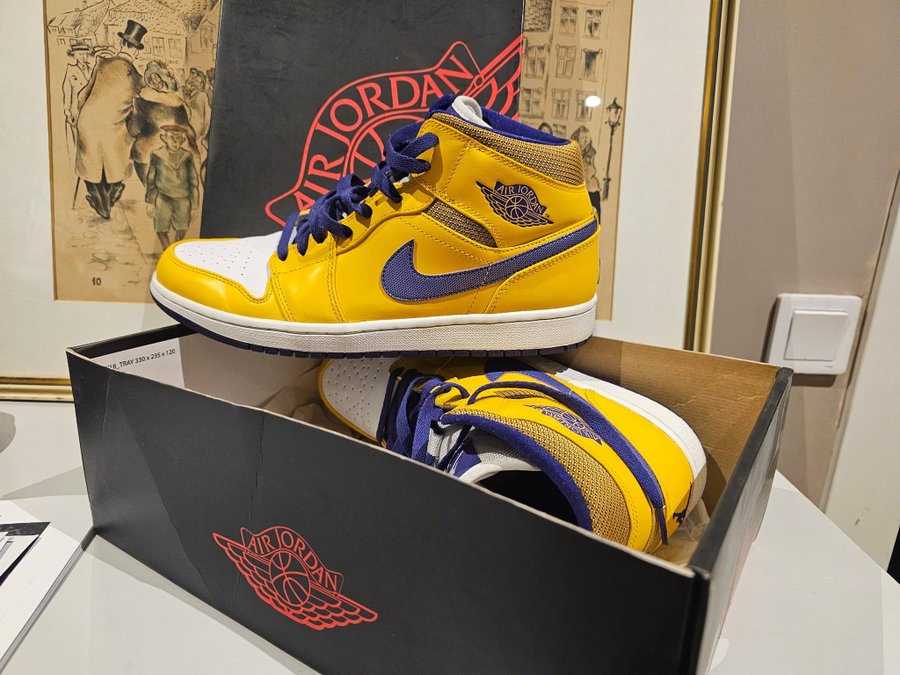 Nike Air Jordan Mid LAKERS- Gul/Lila EUR Köp på Tradera