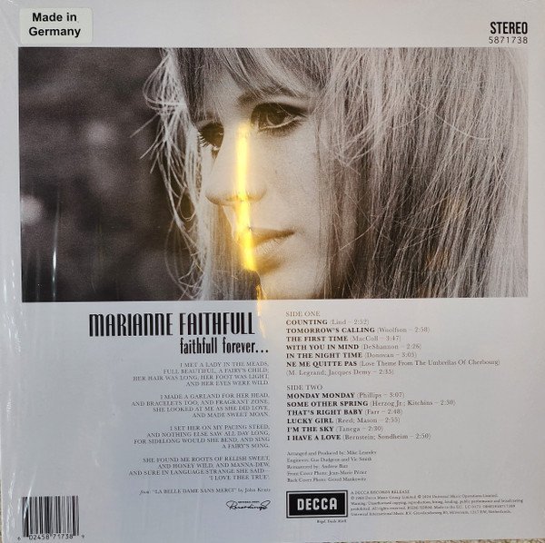 メーカー 一覧 Forever Faithfull – Faithfull Marianne 限定盤クリア