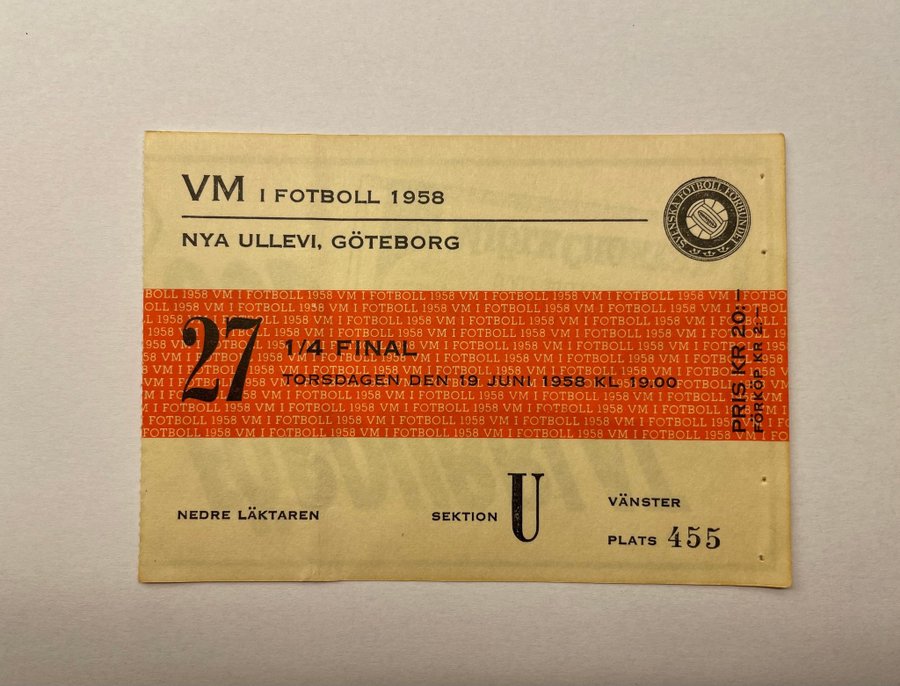 Se produkter som liknar Biljett Fotbolls VM 1958, mat.. på Tradera