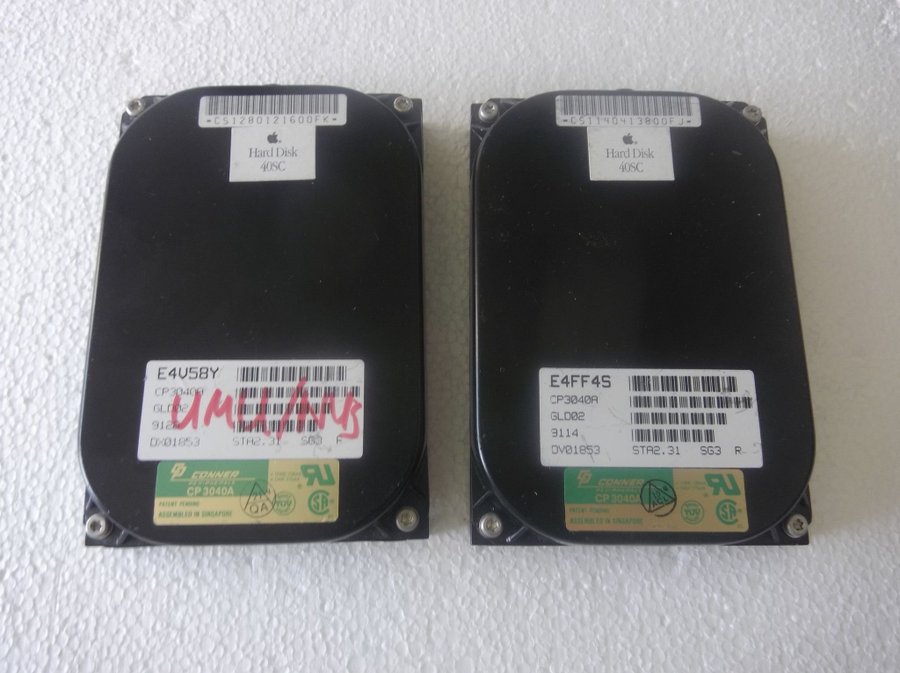 2 st Apple Hard Disk 40 SC / Conner CP 3040A. D.. | Köp på