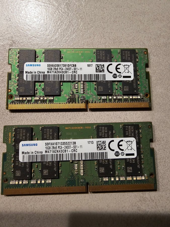 Samsung 32GB (2x16GB) DDR4 SO-DIMM 2400MHz PC4-.. | Köp på Tradera
