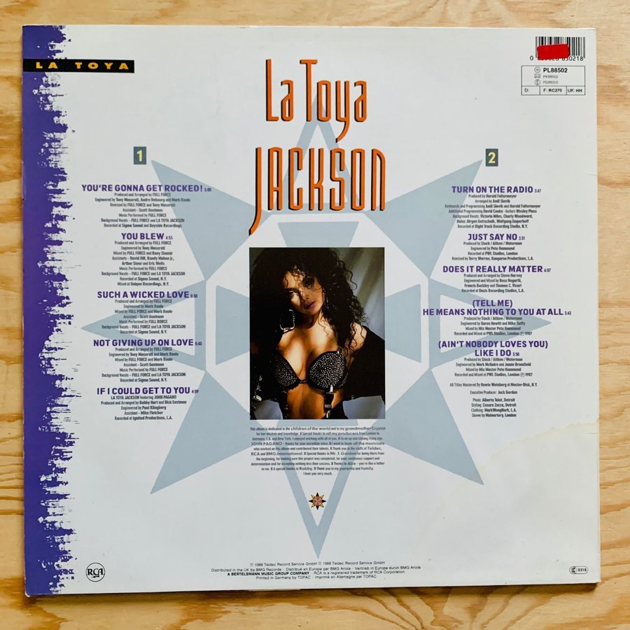 LA TOYA JACKSON • YOU’RE GONNA GET ROCKED • EX++ • 1988 • ORIGINAL LP