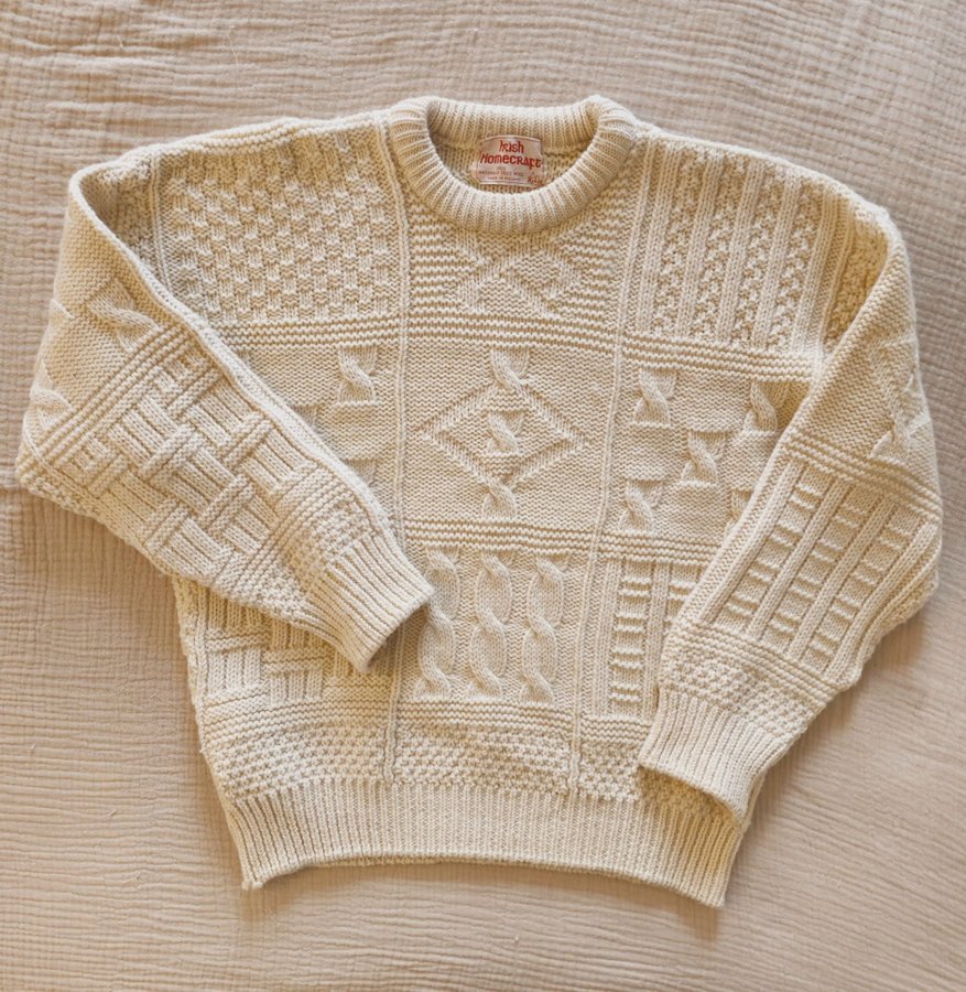 Vintage 1980s Vanilla Beige Handknitted Irish Köp på Tradera