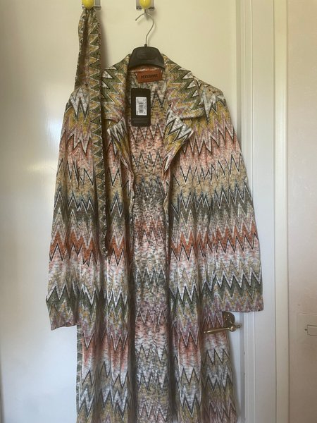 MISSONI オレンジタグ 総柄 カーディガン 長袖 ウール44 大きいサイズ MISSONI オレンジタグ 総柄 カーディガン 長袖 ウール44 大きい