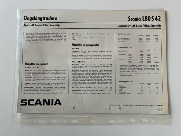 Se produkter som liknar Scania L80 S 42 datablad A4 på Tradera (656280701)