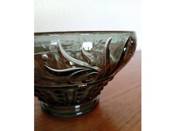 Vintage Edvin Ollers Skål - 20 30 40 Tal Retro Glas Funkis Art Deco Design