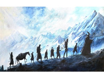 A3 tryck av handmålad Fellowship of the rings tavla
