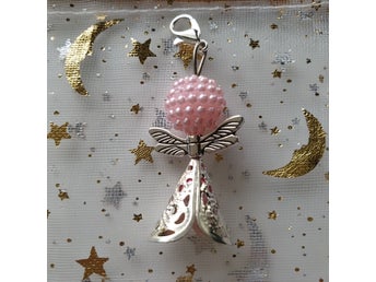 Rosa bubbelpärla kjol smyckesängel/lyckoängel, smycke, ängel, hänge, berlock
