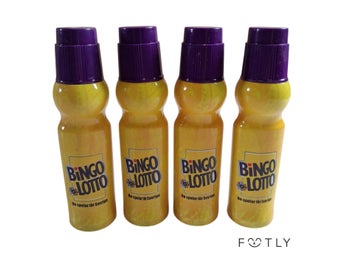 Retro 4 st BingoLotto Duttpennor Marker Penna Gul Lila Bingo Markör Samlarpryl