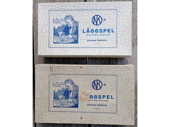 Två kompletta träpussel från NK 1920-30tal. Figurbitar