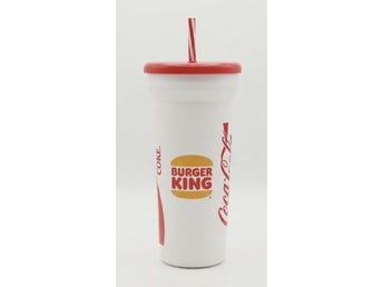 Retro Burger King & Coca-Cola samlarmugg med lock & sugrör – Perfekt skick!