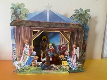 JULSAKER. JULKRUBBA. PAPP. JESU FÖDELSE. Oanvänd. Vintage. Retro. Samlarsaker