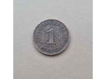 Tyskt 1 Pfenning 1886 Hamburg/ ovanligare mynt