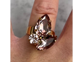 Mixed sized ring, Vintage Rose, Smycken, kristall, egen design.