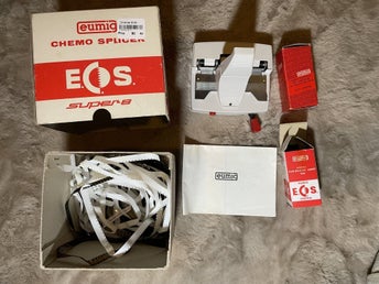 Eumig Chemo Splicer EOS System Super 8 filmsplicer filmskarv med tillbehör box